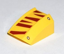 Part 30602pb053 - Slope, Curved 2 x 2 Lip with Rivets and Dark Red Tiger Stripes Pattern - De BrickPlaats