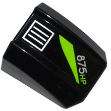 Part 30602pb072 - Slope, Curved 2 x 2 Lip with Silver Grille, Lime Stripe and '875HP' Pattern (Sticker) - Set 60085 - De BrickPlaats