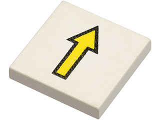 Part 3068p08 - Tile 2 x 2 with Arrow Thin Yellow with Black Border Pattern - De BrickPlaats