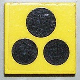 Part 3068p65 - Tile 2 x 2 with 3 Black Circles, Stove Top Burners Pattern (Sticker) - Sets 6365 / 6372 / 6374 - De BrickPlaats