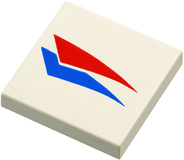 Part 3068pb0015 - Tile 2 x 2 with Red and Blue Windsurfer Triangles Pattern - De BrickPlaats