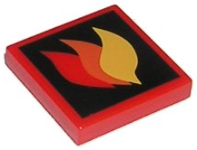 Part 3068pb0074 - Tile 2 x 2 with Classic Fire Logo Large Pattern - De BrickPlaats
