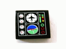 Part 3068pb0154 - Tile 2 x 2 with Gauges and Airplane and Horizon Screen Pattern (Sticker) - Set 8412 - De BrickPlaats
