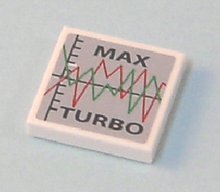 Part 3068pb0190 - Tile 2 x 2 with Graph and 'MAX TURBO' Pattern (Sticker) - Set 7642 - De BrickPlaats