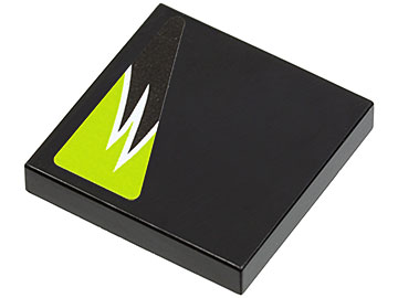 Part 3068pb0300R - Tile 2 x 2 with Black and Lime Flames Pattern Model Right Side (Sticker) - Set 8119 - De BrickPlaats