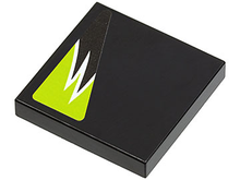 Part 3068pb0300R - Tile 2 x 2 with Black and Lime Flames Pattern Model Right Side (Sticker) - Set 8119 - De BrickPlaats