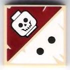 Part 3068pb0418 - Tile 2 x 2 with 2 Black Dots and Skull Pattern - De BrickPlaats