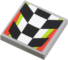 Part 3068pb0594 - Tile 2 x 2 with Checkered Pattern with Red and Lime Border (Sticker) - Set 4433 - De BrickPlaats