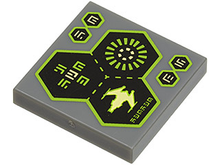 Part 3068pb0626 - Tile 2 x 2 with 3 Hexagons, Spaceship and Alien Characters Pattern - De BrickPlaats