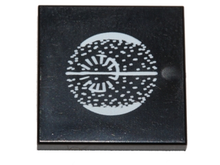 Part 3068pb0947 - Tile 2 x 2 with White Death Star Schematic Pattern - De BrickPlaats