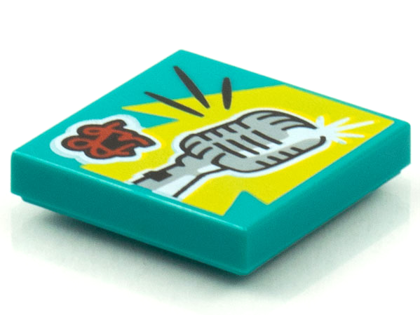 Part 3068pb1562 - Tile 2 x 2 with BeatBit Album Cover - Vintage Microphone Pattern - De BrickPlaats