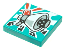 Part 3068pb1642 - Tile 2 x 2 with BeatBit Album Cover - Megaphone Loudhailer Space Gun Pattern - De BrickPlaats