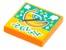 Part 3068pb1775 - Tile 2 x 2 with BeatBit Album Cover - Banana with Magic Wand Pattern - De BrickPlaats
