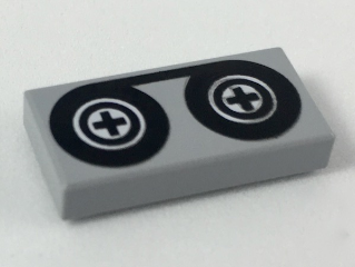 Part 3069p02 - Tile 1 x 2 with Black Tape Reels Pattern - De BrickPlaats