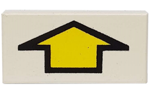 Part 3069p13 - Tile 1 x 2 with Arrow Short Yellow with Black Border Pattern - De BrickPlaats