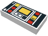Part 3069p68 - Tile 1 x 2 with Red and Yellow Controls and Two White Stripes on Left Pattern - De BrickPlaats