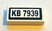 Part 3069pb0087 - Tile 1 x 2 with Black 'KB 7939' on White Background Pattern (Sticker) - Set 7939 - De BrickPlaats