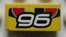 Part 3069pb0172 - Tile 1 x 2 with Number 96 Pattern (Sticker) - Set 8644 - De BrickPlaats
