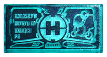 Part 3069pb0295 - Tile 1 x 2 with Black Hero Factory Logo and Data Pattern - De BrickPlaats