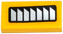 Part 3069pb0449L - Tile 1 x 2 with Silver Air Vents Pattern Model Left Side (Sticker) - Set 60092 - De BrickPlaats