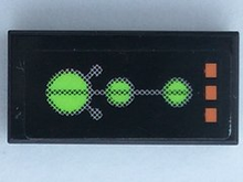 Part 3069pb0528 - Tile 1 x 2 with Orange Lights and Lime Circuit Pattern (Sticker) - Set 7645 - De BrickPlaats