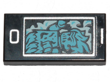 Part 3069pb0724 - Tile 1 x 2 with Cell Phone / Smartphone and Medium Azure Ghost Pattern - De BrickPlaats