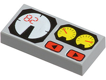 Part 3069px19 - Tile 1 x 2 with Red 82, Yellow and White Gauges Pattern - De BrickPlaats