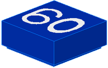 Part 3070pb003 - Tile 1 x 1 with White '60' Pattern - De BrickPlaats