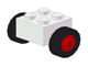 Part 3137c01assy1 - Brick, Modified 2 x 2 with Red Wheels for Single Tire with Black Tires 14mm D. x 4mm Smooth Small Single (3137c01 / 3139) - De BrickPlaats