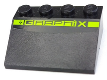 Part 3297pb017 - Slope 33 3 x 4 with Lime 'GRAPHiX' Pattern (Sticker) - Set 8192 - De BrickPlaats