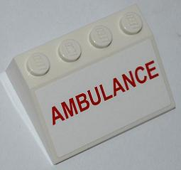 Part 3297pb026 - Slope 33 3 x 4 with Red 'AMBULANCE' Pattern (Sticker) - Set 4431 - De BrickPlaats