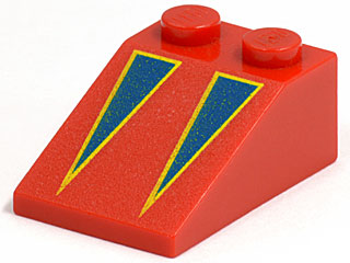Part 3298pb013 - Slope 33 3 x 2 with Blue Triangles with Yellow Borders Pattern - De BrickPlaats