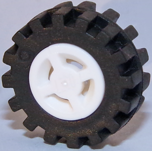 Part 34337c02 - Wheel 8mm D. x 6mm with Slot with Black Tire 15mm D. x 6mm Offset Tread Small - Band Around Center of Tread (34337 / 87414) - De BrickPlaats