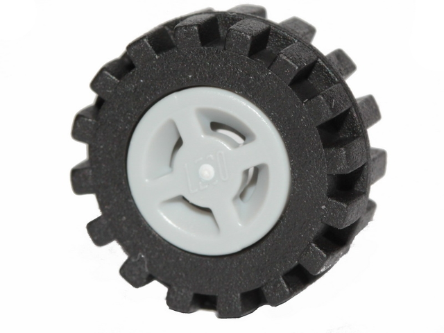 Part 34337c02 - Wheel 8mm D. x 6mm with Slot with Black Tire 15mm D. x 6mm Offset Tread Small - Band Around Center of Tread (34337 / 87414) - De BrickPlaats