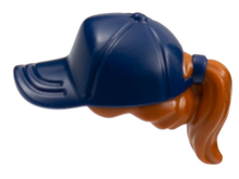 Part 35660pb02 - Minifigure, Hair Combo, Hair with Hat, Ponytail with Molded Dark Blue Ball Cap Pattern - De BrickPlaats