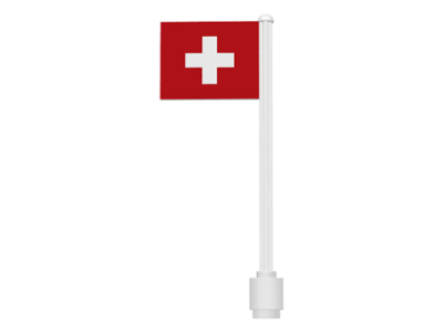 Part 3596pb13 - Flag on Flagpole, Straight with Switzerland Pattern (Stickers) - De BrickPlaats