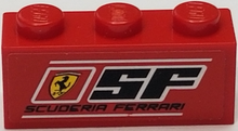 Part 3622pb115 - Brick 1 x 3 with Ferrari Logo, 'SF', 'SCUDERIA FERRARI' and White Lines Pattern (Sticker) - Set 8185 - De BrickPlaats