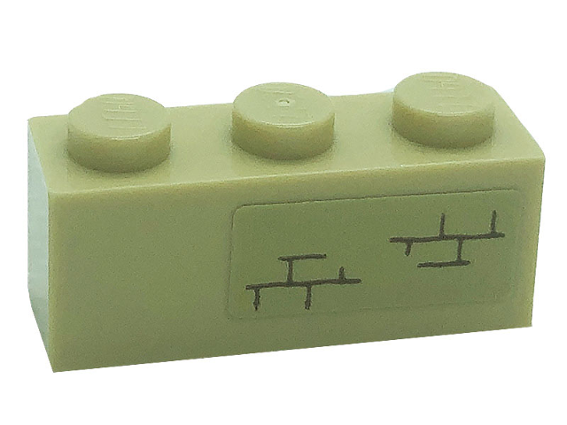 Part 3622pb135R - Brick 1 x 3 with Bricks Pattern Model Right Side (Sticker) - Set 71043 - De BrickPlaats