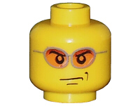 Part 3626pb0212 - Minifigure, Head Glasses with Orange Sunglasses and Smirk Pattern - De BrickPlaats