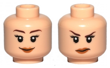 Part 3626pb0482 - Minifigure, Head Dual Sided Female Smile / Annoyed Pattern - De BrickPlaats
