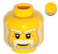 Part 3626pb1004 - Minifigure, Head Beard Light Bluish Gray and White Full, Thick Moustache and Eyebrows Pattern - De BrickPlaats