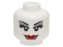 Part 3626pb1404 - Minifigure, Head Alien Female Vampire with Red Lips, Fangs, and Lavender and Medium Lavender Eye Shadow Pattern - De BrickPlaats