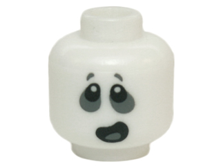 Part 3626pb1408 - Minifigure, Head Alien Ghost with Dark Bluish Gray Around Eyes and Open Mouth Lopsided Pattern - De BrickPlaats