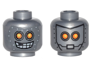 Part 3626pb1502 - Minifigure, Head Dual Sided Alien Robot with Yellow Eyes, Mask with Metal Bolts, Closed Mouth / Open Mouth Pattern - De BrickPlaats