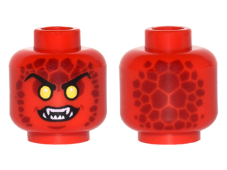 Part 3626pb1511 - Minifigure, Head Alien Lava Monster with Yellow Eyes, Dark Red Rocks, and Open Mouth with Fangs Pattern - De BrickPlaats