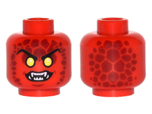 Part 3626pb1511 - Minifigure, Head Alien Lava Monster with Yellow Eyes, Dark Red Rocks, and Open Mouth with Fangs Pattern - De BrickPlaats