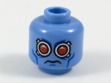 Part 3626pb1742 - Minifigure, Head Alien with Red Eyes, Silver Goggles and Blue Cheek Lines Pattern (Mr. Freeze) - De BrickPlaats