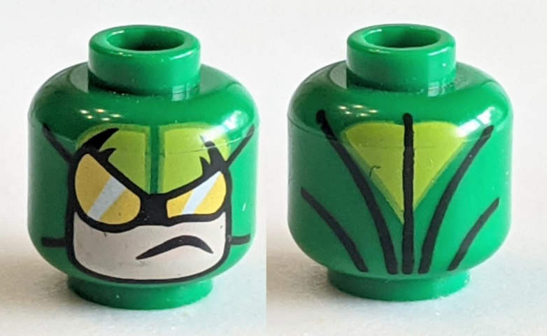 Part 3626pb1833 - Minifigure, Head Balaclava, Yellow Goggles and Forehead Panels, Light Nougat Face Pattern (Scorpion) - De BrickPlaats