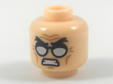 Part 3626pb1977 - Minifigure, Head Black Angry Eyebrows, Silver Glasses, Gritted Teeth Pattern - De BrickPlaats