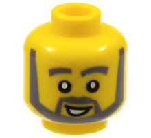 Part 3626px288 - Minifigure, Head Dark Bluish Gray Thick Eyebrows, Angular Beard and Thick Sideburns, Lopsided Open Mouth Smile with White Teeth Pattern - De BrickPlaats